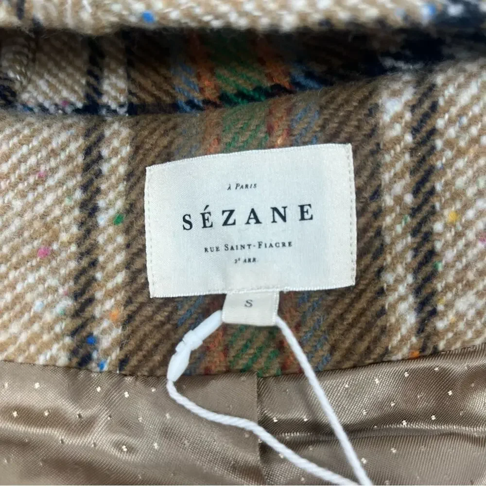 Sezane Suzon Plaid Coat NWT - Picture 7 of 9